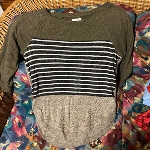Striped Olive and Gray Raglan Sweater Maurices